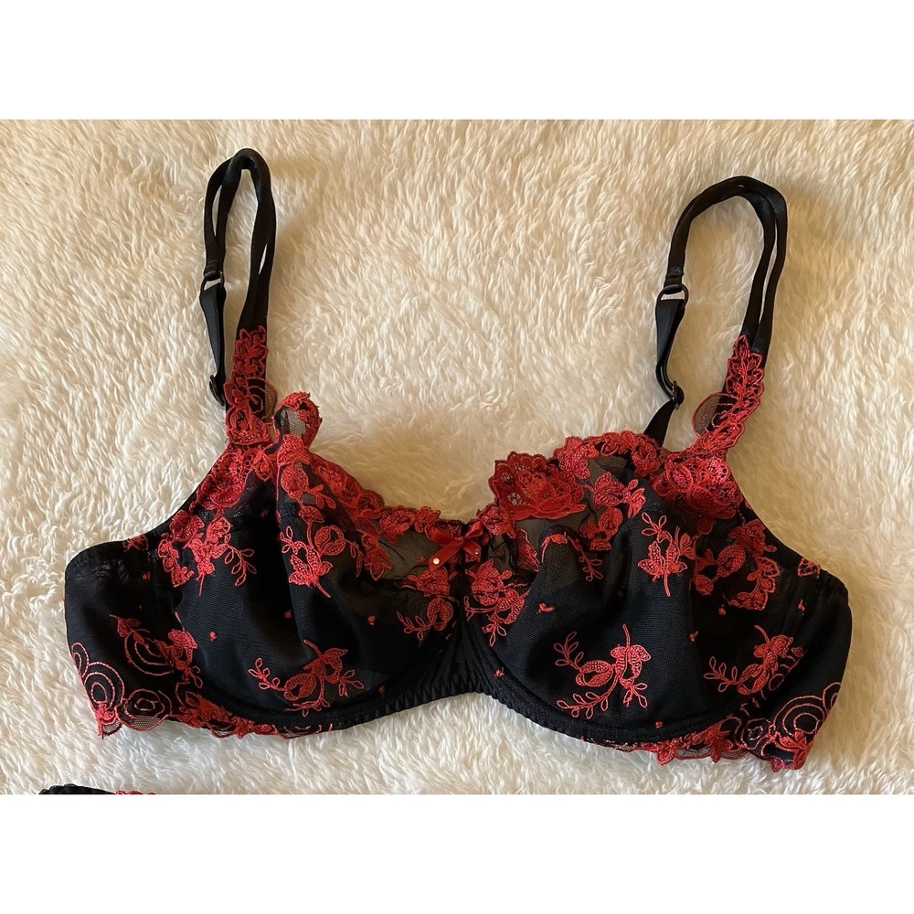Lise Charmel Underwired Bra 36D In Red/Black